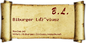 Biburger Líviusz névjegykártya